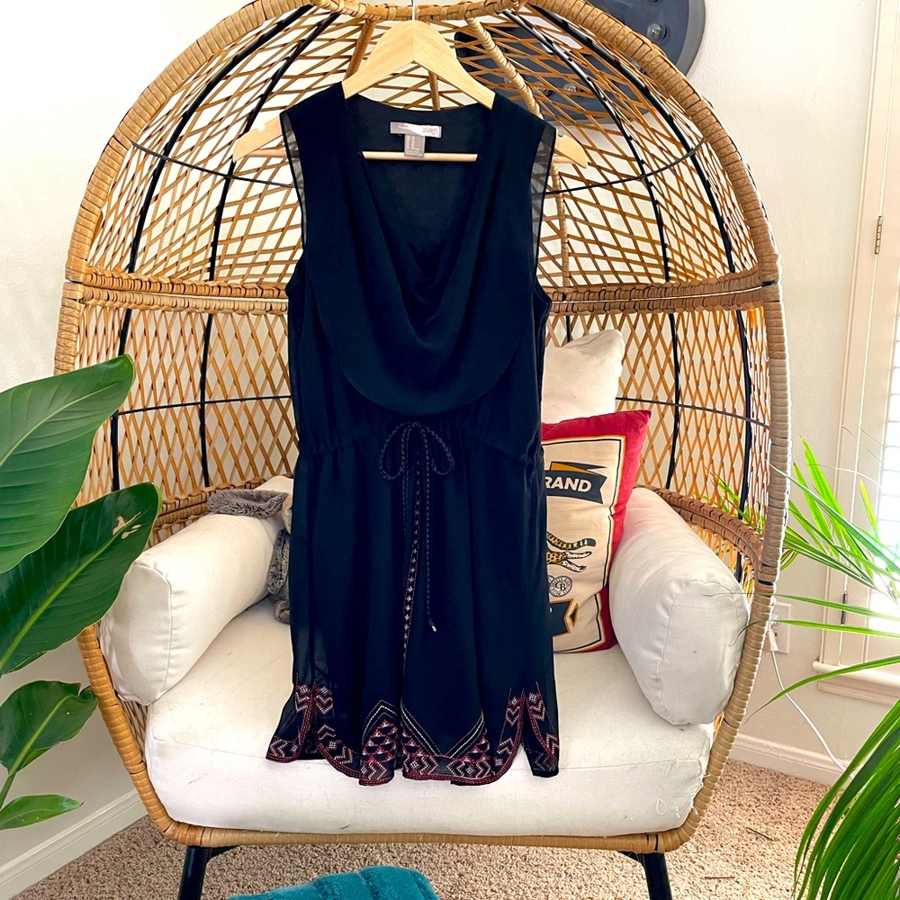 Embroidered Black Minidress